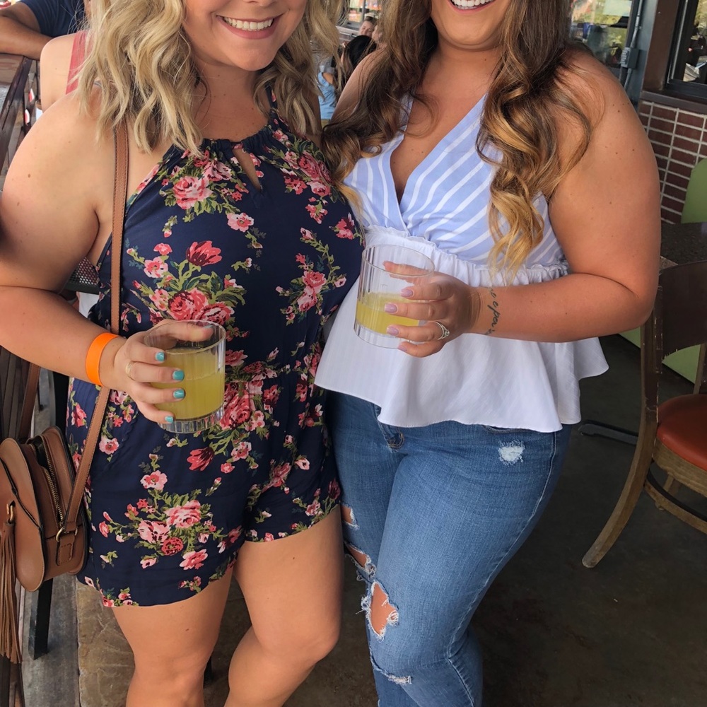 Blue floral romper